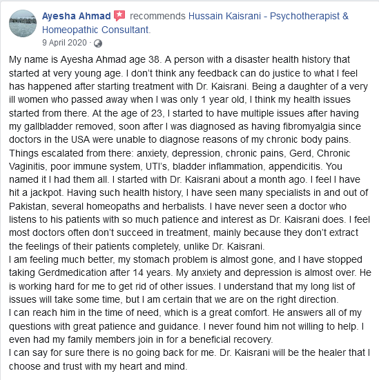 Ayesha Ahmad’s Testimonial: My Transformative Healing Journey with Dr. Hussain Kaisrani