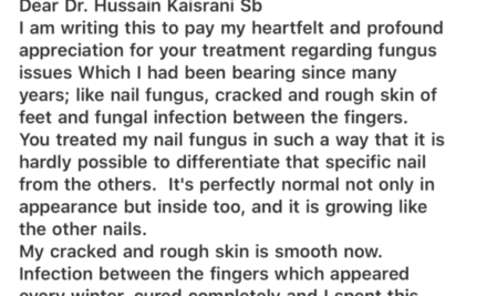 Nail Fungus, Rough Skin and Fungal Infection Cured by Homeopathic Treatment – Feedback